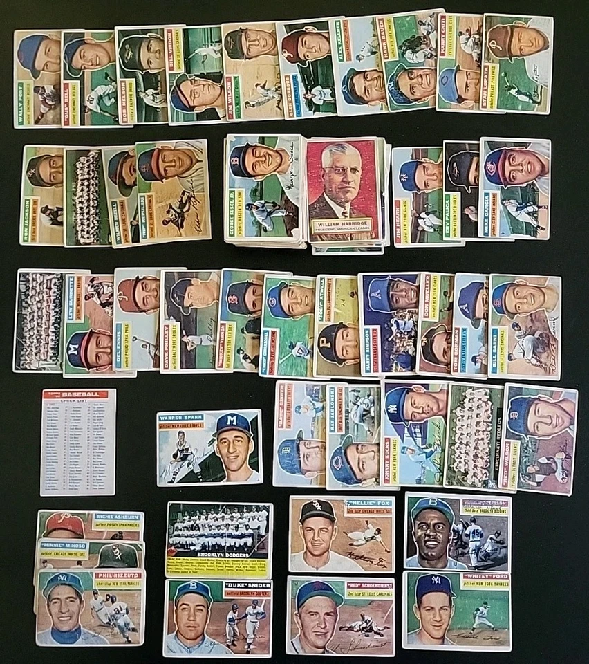 Arranque cargado de béisbol Topps 1956 - 146 diferentes - Snider Spahn Ford Robinson Foto 2 de 4