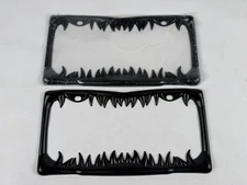 Black Monster Teeth License Plate Frame Holder Set Covers Novelty Car Truck SUV