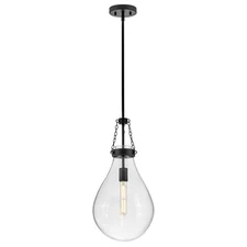Hinkley Lighting Eloise 1 Light 22" Pendant, Black/Clear - 46057BK