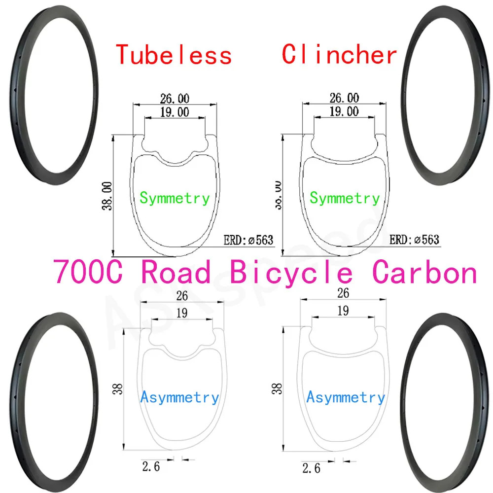 Cerchio in carbonio 700C per bici da strada