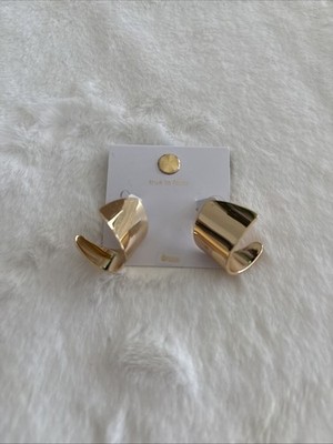 True To Form Earrings Shiny Gold Brass Twisted Modern Jewelry Stud Back