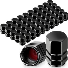 Tallew 50 Pcs Tire Valve Stem Caps Metal Aluminum Hexagon Black