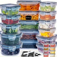 48PCS Airtight Food Storage Containers Set w/ Lids for Kitchen Pantry Labels