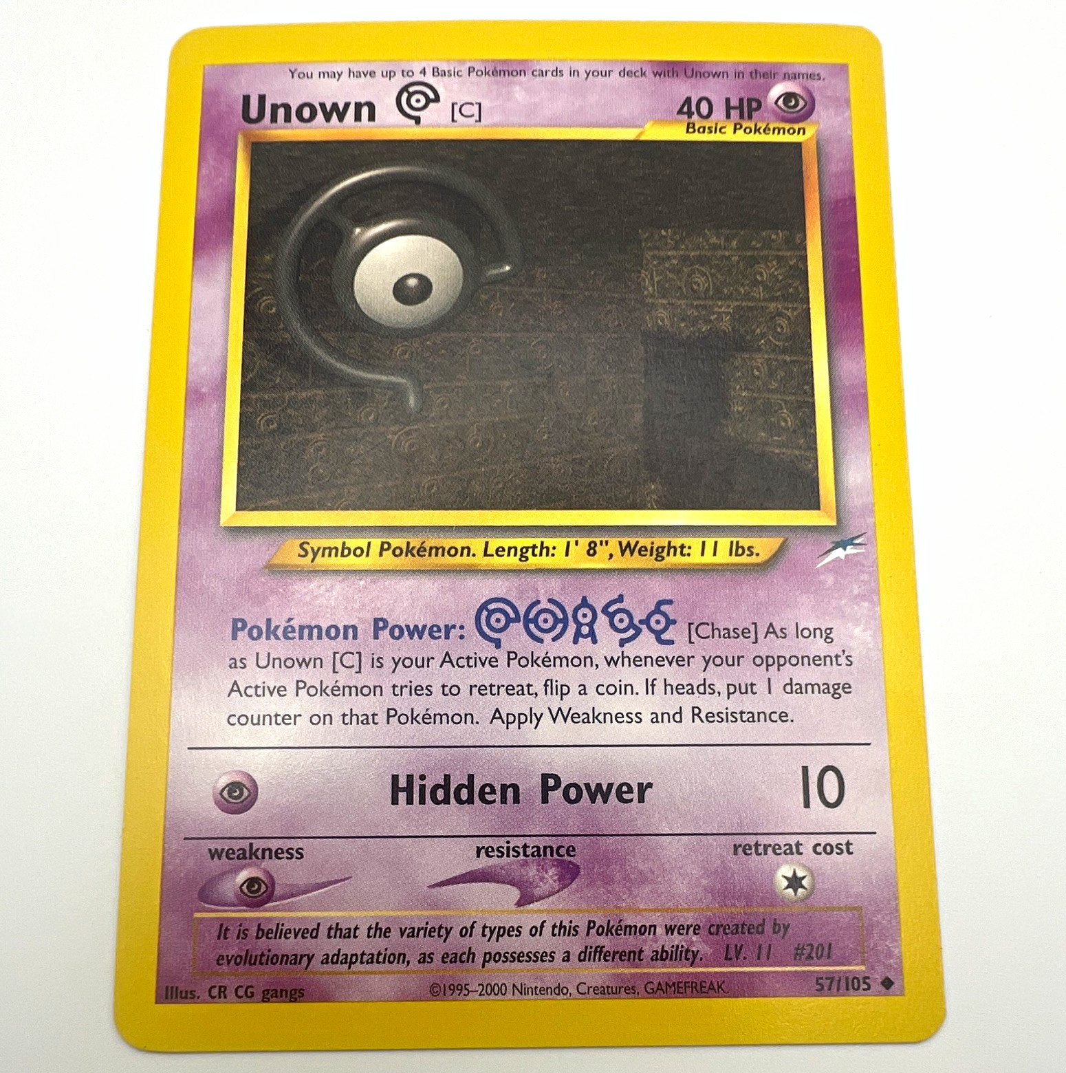 Pokémon Unown [C] Neo Destiny 57/105 Unlimited Regular Uncommon English 40 HP