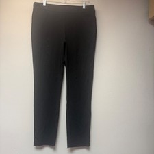 Chico's Straight Leg Pull On Pants Womens 1.5R US 10R Black Excellent Stretch