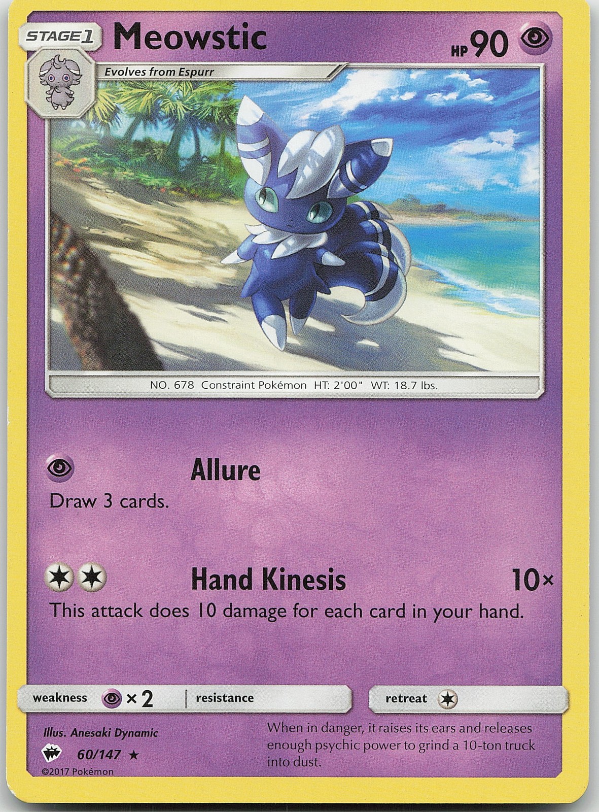 Meowstic Rare SM - Burning Shadows LP Pokemon 60/147