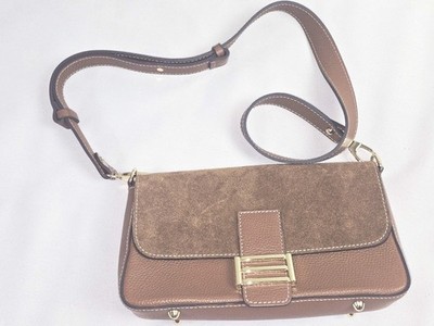 Divina Firenze Brown Leather & Suede Shoulder /Crossbody  Purse Italy  NICE