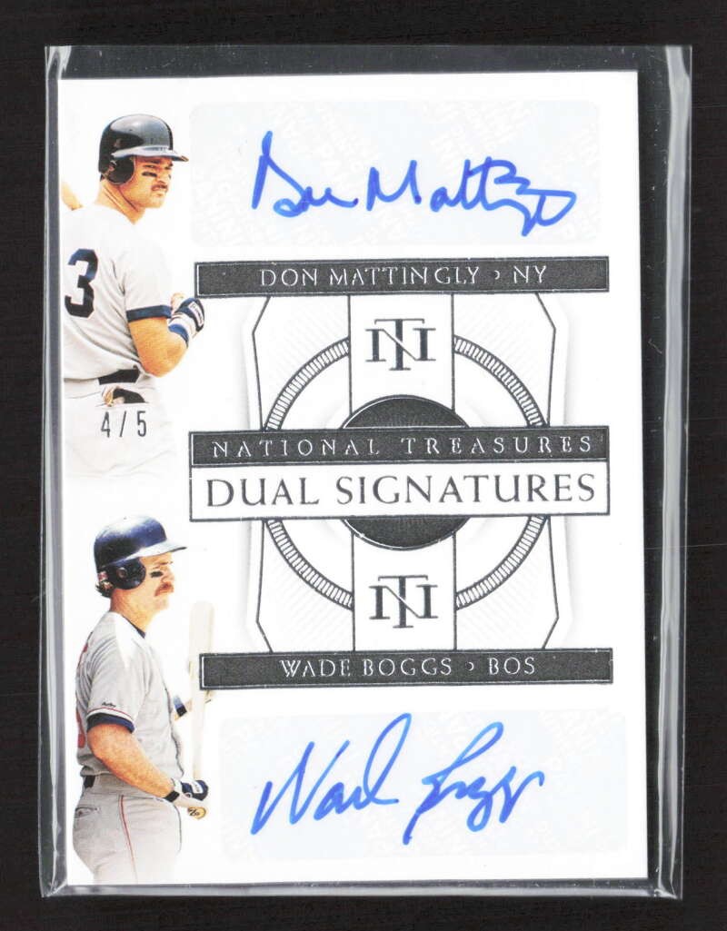 2021 Panini National Treasures Boggs/Mattingly Dual Auto /5 TV10351