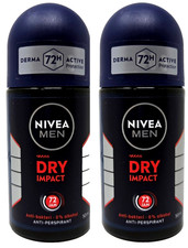 2 Pack Nivea Men 72H Dry Impact Anti-Perspirant Roll On Antiperspirant Travel
