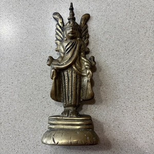 Antique Brass Buddha/Angel Standing Figure Burmese 18thc 5"H X 2"W