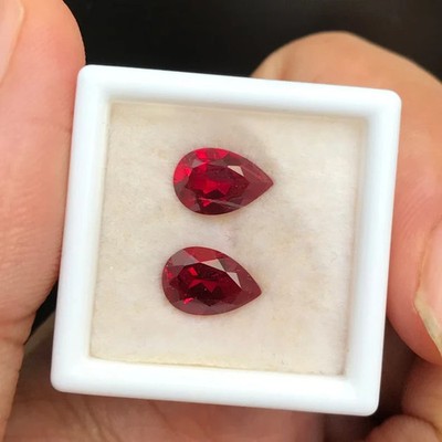 ''Certified'' Natural Burma Red Ruby 21 Ct+ Pear Cut Stunning Gemstone PAIR
