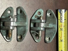(2) Vintage Chrome Plated Bronze 3” Marine Hatch Cover Hinges, Sailboat Gear
