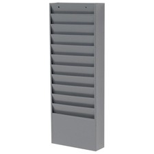 Global Industrial Medical Chart Hanging Wall File Holder 11 Pockets Gray