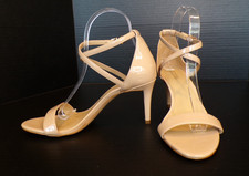 MICHAEL KORS Ava Patent Leather Beige Strappy Sandal Womens Size 7.5M