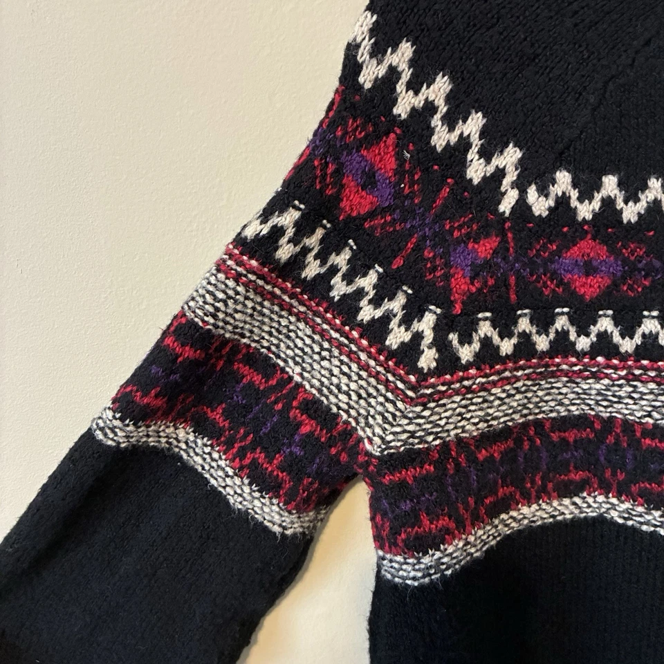 Suéter Pullover Cálido Nórdico Lucky Brand Para Mujer Pequeño Negro Fair Isle Vacaciones Foto 3 de 4