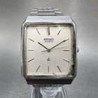 Seiko Tank Watch Men 29mm Silver Dial Silver Tone 6030-5340 New Battery