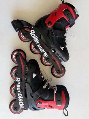 Rollerblade Junior Kids Adjustable Inline Skates Black/Red, Microblade, Size 2-5