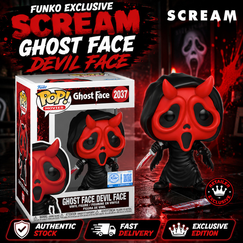 Funko Pop Scream Ghost Face Devil Face #2037 Exclusive Horror Movies Vinyl +Case