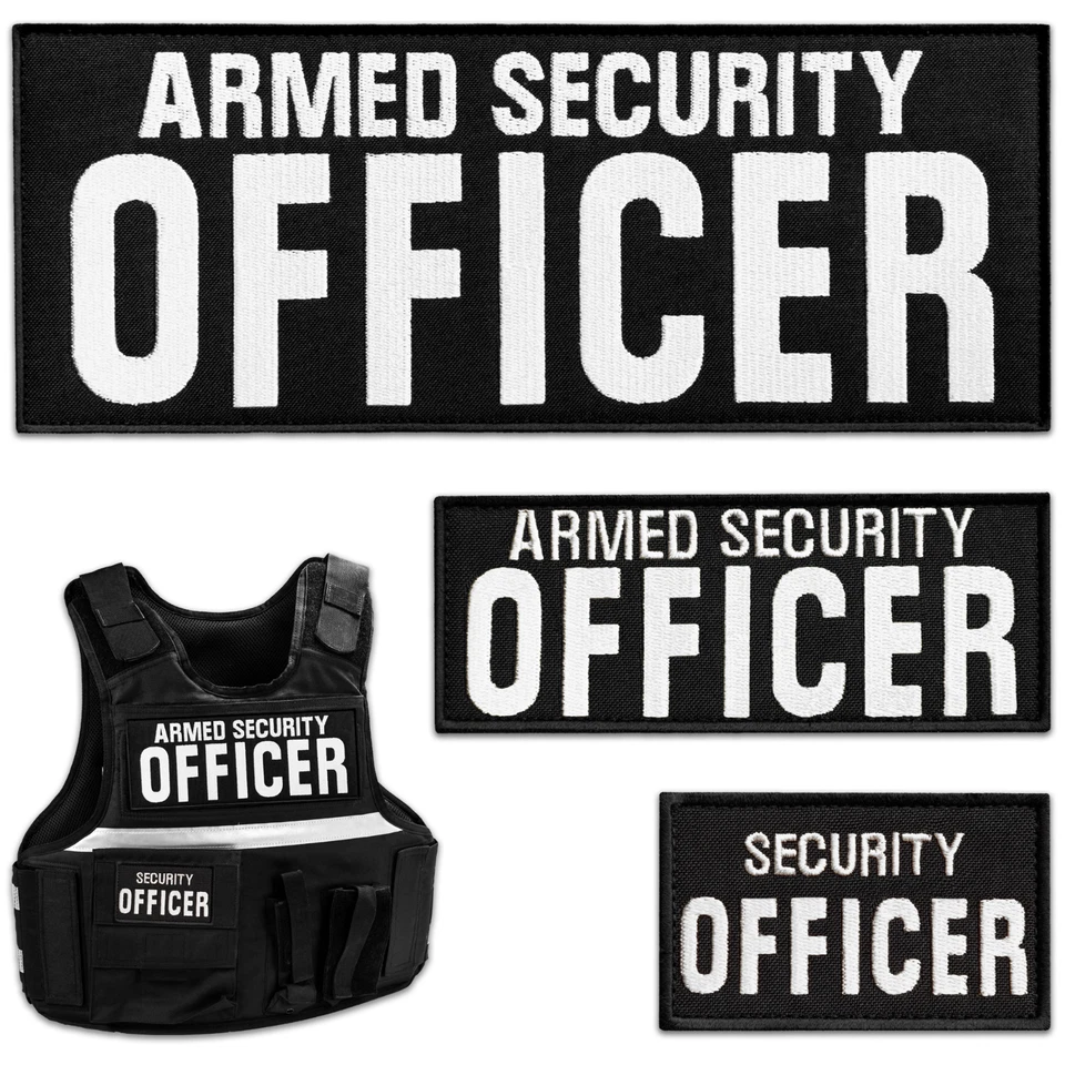BLUYELLOW 3Pcs Armed Security Officer Patch Set: Durable Embroidered Tactical Patches