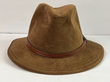 vintage PEEBLES Made in USA Fedora hat Faux leather felt Small 6 5/8 - 6 3/4