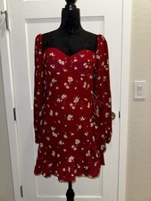 Reformation Cammi Red Cassia Floral Faux Wrap Crepe Mini Dress 10