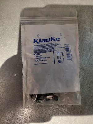 100 Stk. Klauke Aderendhülse 43210 schwarz Aderendhülsen Kupfer Aderendhülse OVP
