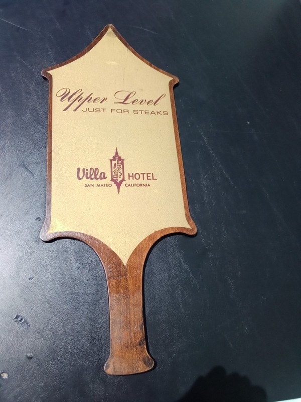 Rare Vintage Villa Hotel San Mateo California Upper Level Steak Wood Menu
