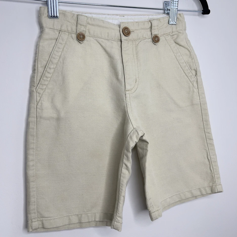Pantalones cortos Janie And Jack para niños, marfil, 5T, mezcla de lino/algodón Foto 2 de 4