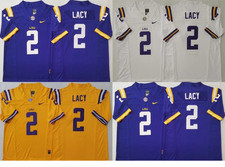  2 LSU Kyren Lacy Purple/White/Yellow Men's Stitched Jersey
