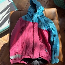 Helly Hansen Ski Jacket With Hoodie Size 6 Kids Regular Pink Blue
