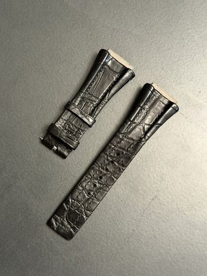 Bvlgari OEM Men s  24mm Watch Band Strap Black Alligator 24mm 100113524