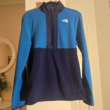 The North Face Youth XL Glacier Quarter Zip Fleece Pullover Blue Colorblock