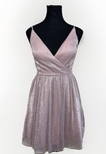 Speechless Pink Metallic Shimmer Wrap Dress Size 3 Junior Party Cocktail