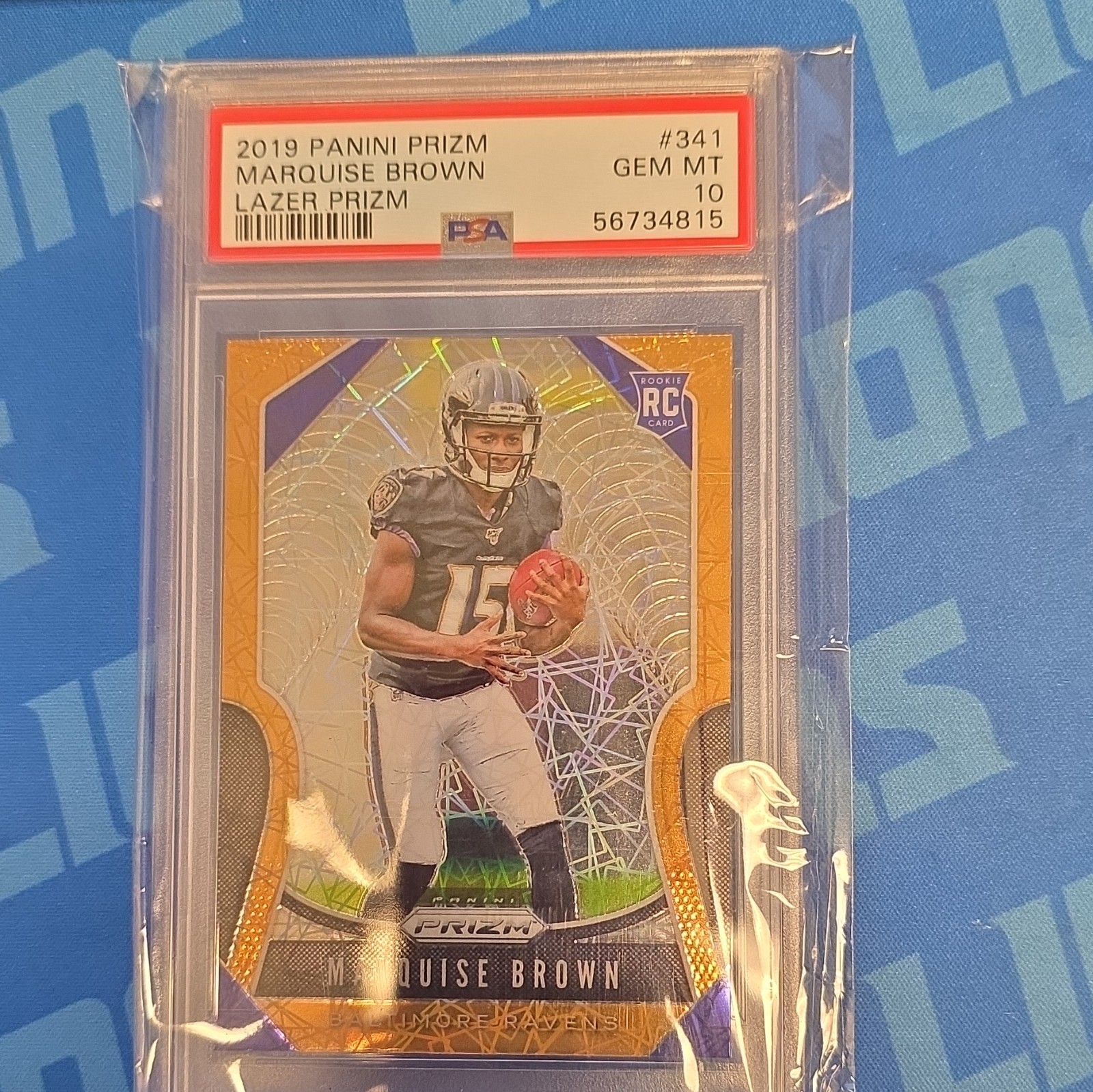 Panini 2019 Prizm Rookies Lazer Prizm Marquise Brown #341 RC PSA 10 Ravens