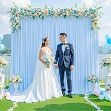 10x10FT Baby Blue Wrinkle Free Light Blue Backdrop Curtains 2 Panels 5x10FT