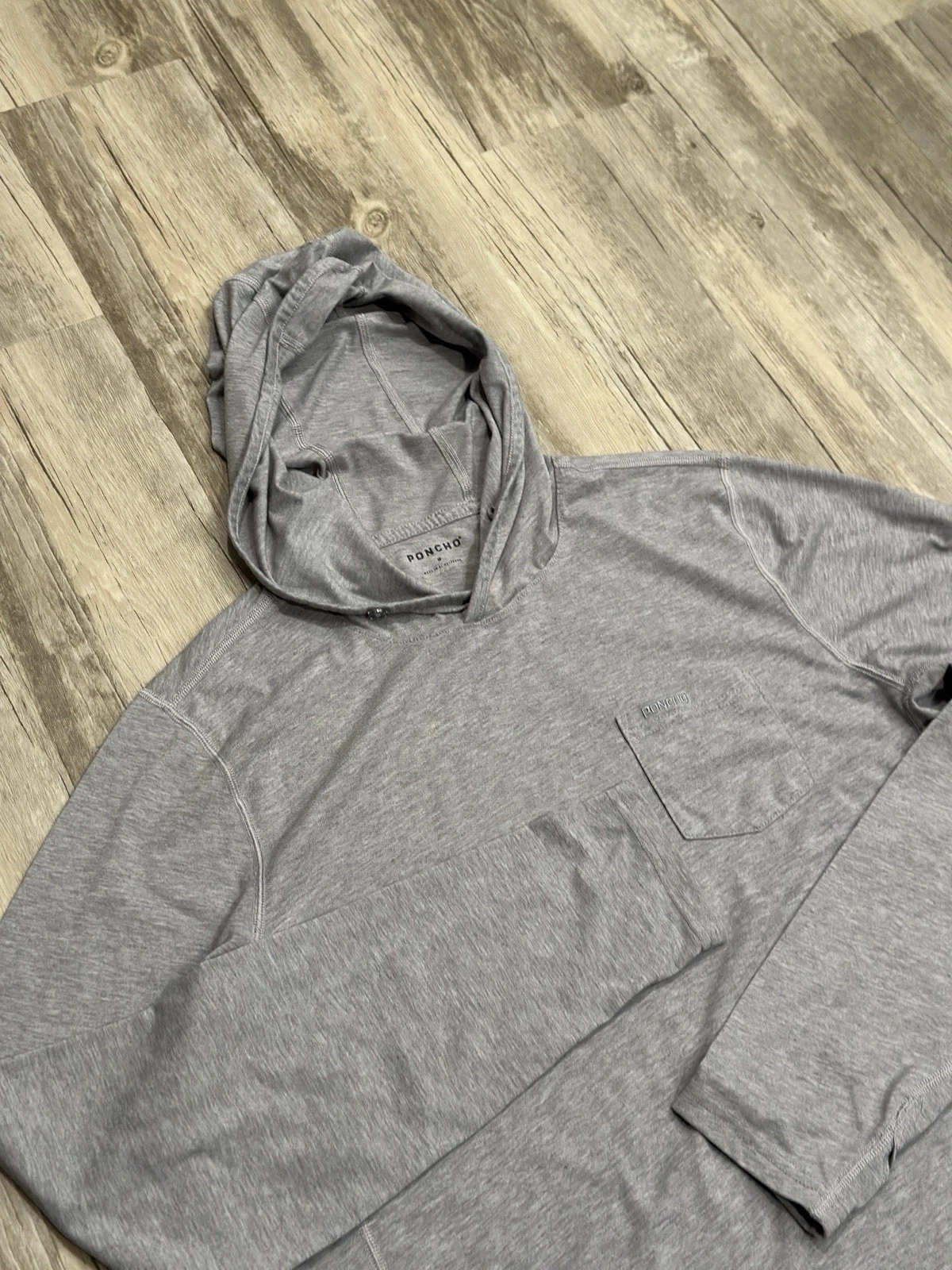 Poncho Men’s The Albright Hoodie Lightweight Quick Dry UPF Grey Sz Medium *