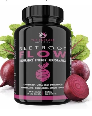 THE ENCLARE NUTRITION Beet Rootl 1300mg Flow Endurance Energy Performance 60caps