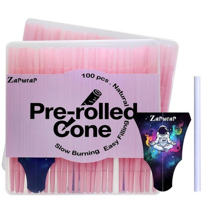 100 PACK Pink Cones Rolling Paper | King Size | 108mm | Pre Rolled Cones with...