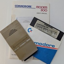 Commodore 1660 Modem 300 Baud with Manual and QuantumLink Disk C64 C128 Untested