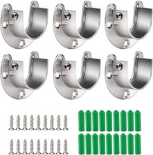 6 Packs Stainless Steel Closet Pole Sockets- Closet Rod End Supports U Shaped