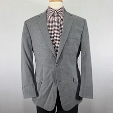 JOS A BANK Men's Sport Coat Blazer Two Button Gray Wool Lastol Blend Stretch 44R