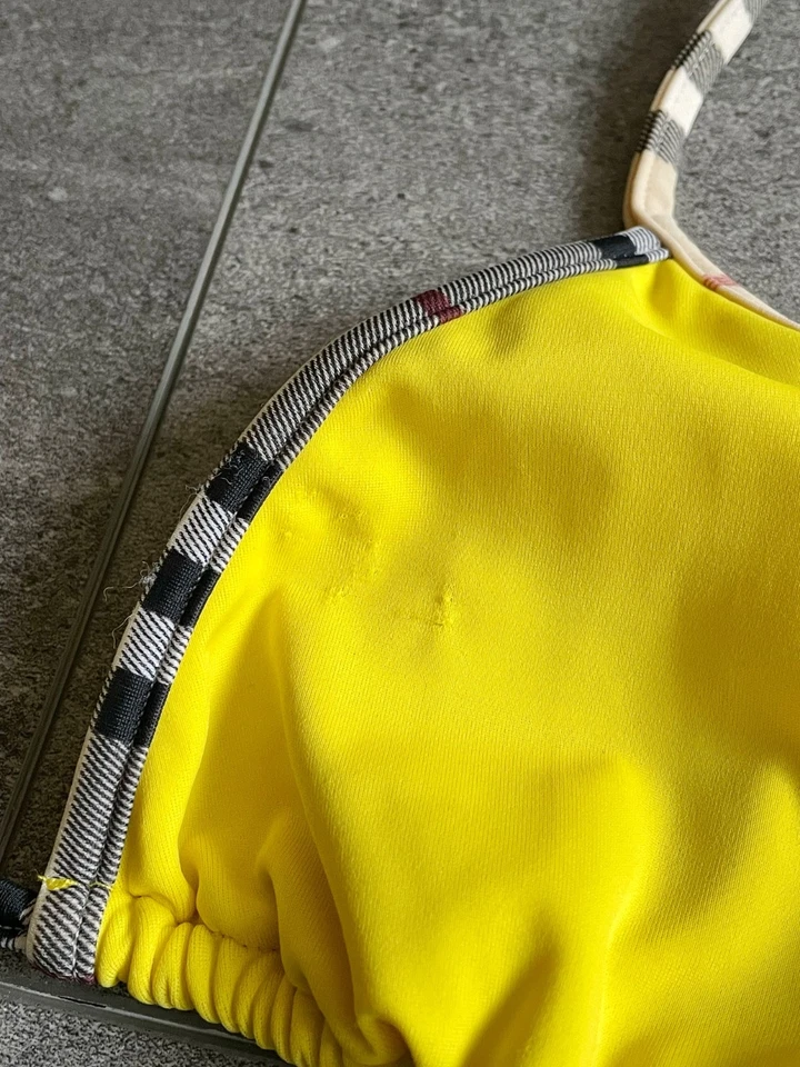 Burberry Swimsuit Yellow Bikini Nova Check Trim Designer Two-Piece Set, Size L/S - Image 4 of 4