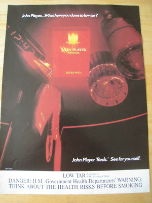 LOW TAR JOHN PLAYER RED CIGARETTES TOBACCO EXTRA MILD ADVERT A4 SIZE FILE 19