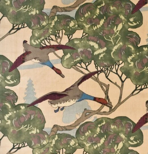 MULBERRY CURTAIN/UPH FABRIC 'FLYING DUCKS VELVET - CAMEL' 3 METRES - VELVET — 第 4/4 张图片