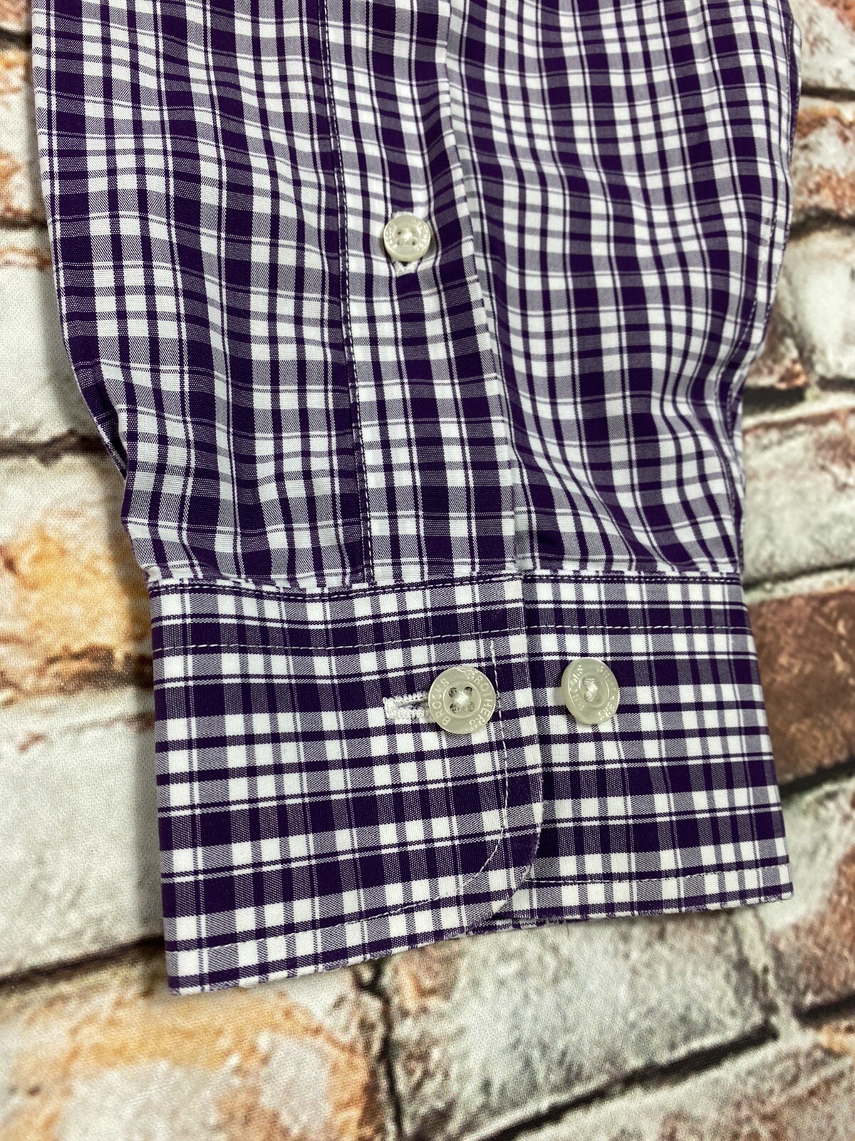 Brooks Brothers Large Purple Plaid L/S Non Iron Casual Dress Shirt