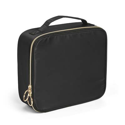 Modella Travel Zippered Cosmetic Bag for Makeup & Accessories, Black