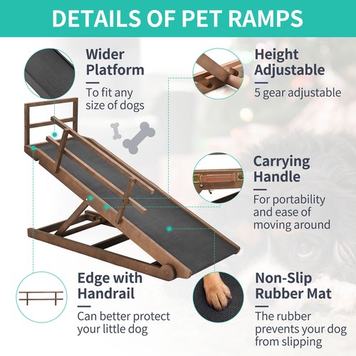 Rampa para perro para cama coche sofá camión plegable mascota rampa escaleras traje perro pequeño y grande - Imagen 45 de 54