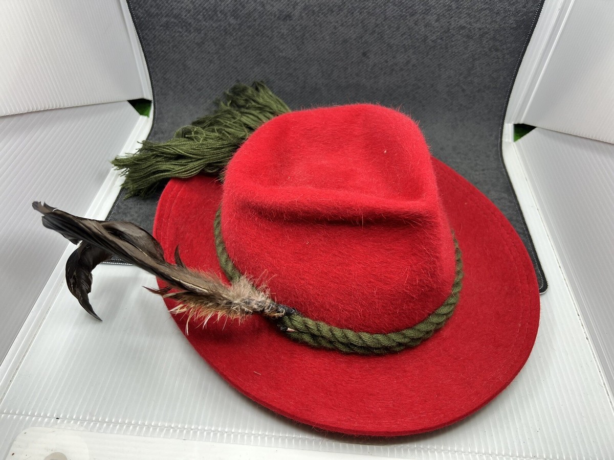 Vintage Red Hutmacher Zapf Hat Hallstatt Silk - Made In Vintage Red Hutmacher Zapf Hat Hallstatt Silk - Made In