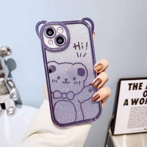 Glitter Cute Little Bear Shockproof Case Cover for iPhone 14 Pro Max 13 12 11 - Picture 13 of 18
