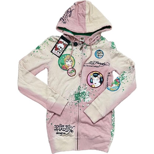 NWT Pink Ed Hardy by Christian Audiger zip up hoodie, size xs